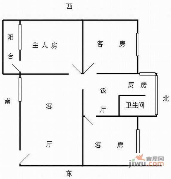 金燕花苑3室2厅1卫110㎡户型图