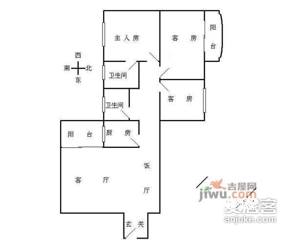 金燕花苑3室2厅1卫110㎡户型图