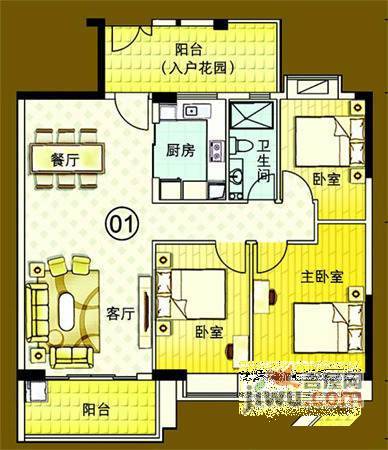 金燕花苑3室2厅1卫110㎡户型图