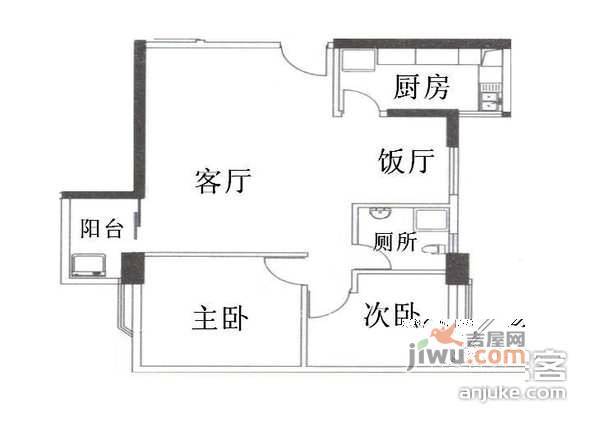 赛拉维小区2室2厅1卫78㎡户型图