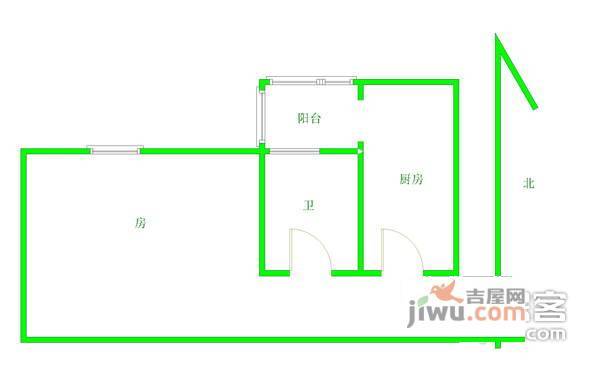 赛拉维小区1室1厅1卫43㎡户型图