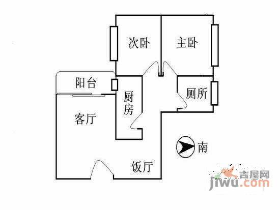 赛拉维小区2室2厅1卫78㎡户型图