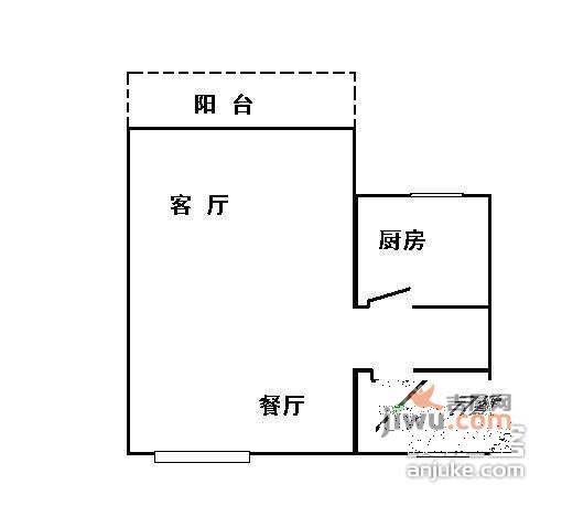 赛拉维小区1室1厅1卫43㎡户型图