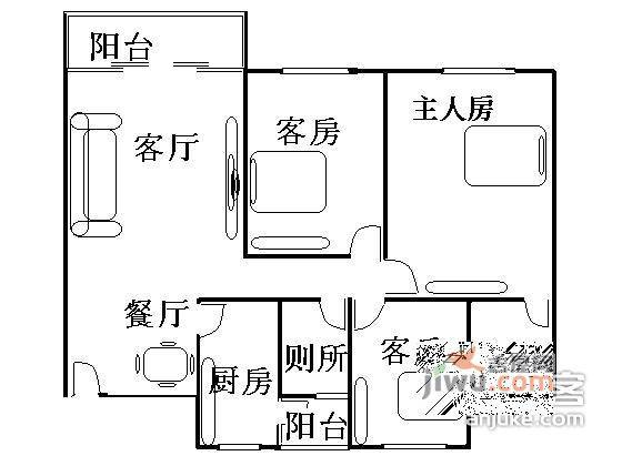 赛拉维小区3室2厅2卫户型图