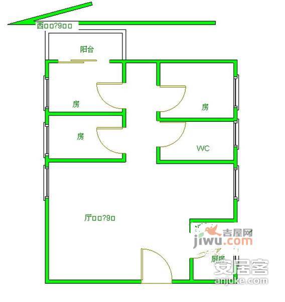 赛拉维小区3室1厅1卫85㎡户型图