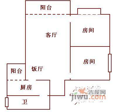 赛拉维小区2室1厅1卫70㎡户型图