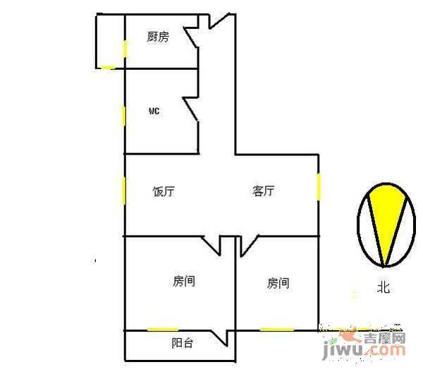 金丽楼2室2厅1卫86㎡户型图