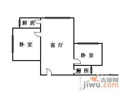 富景花园2室1厅1卫46㎡户型图