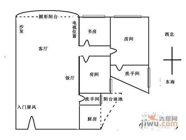 富景花园3室2厅2卫125㎡户型图