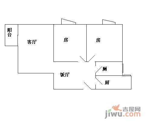 富景花园2室1厅1卫46㎡户型图