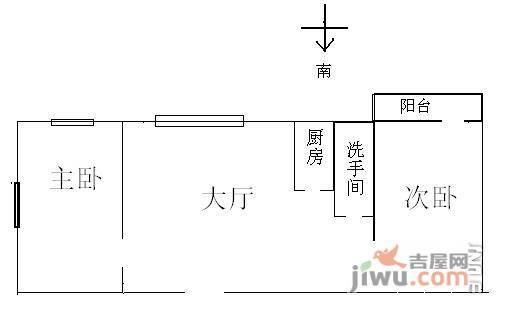 富景花园2室1厅1卫46㎡户型图