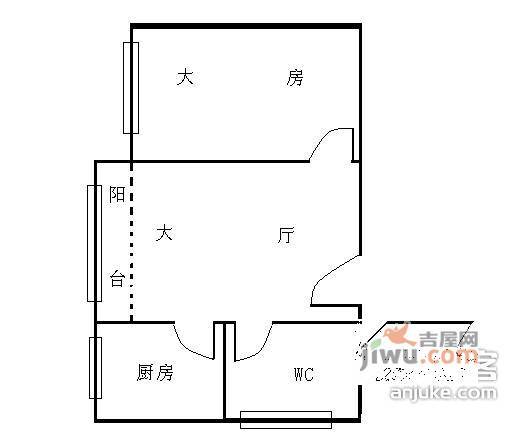 富景花园1室1厅1卫47㎡户型图