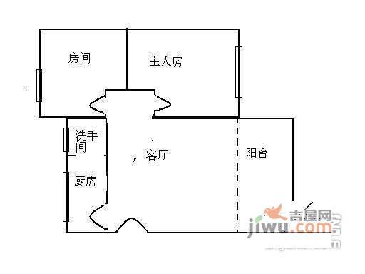 富景花园2室1厅1卫46㎡户型图