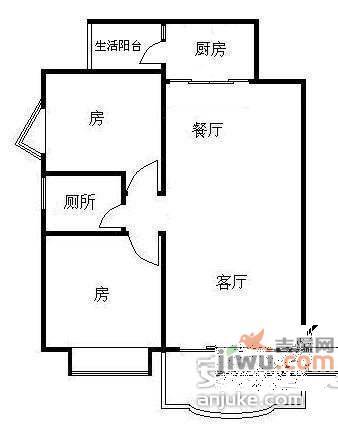 富景花园2室1厅1卫46㎡户型图