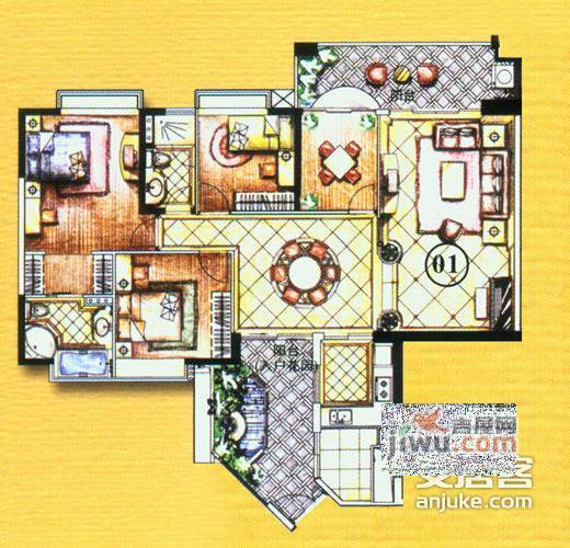 富力天河华庭4室2厅2卫206㎡户型图