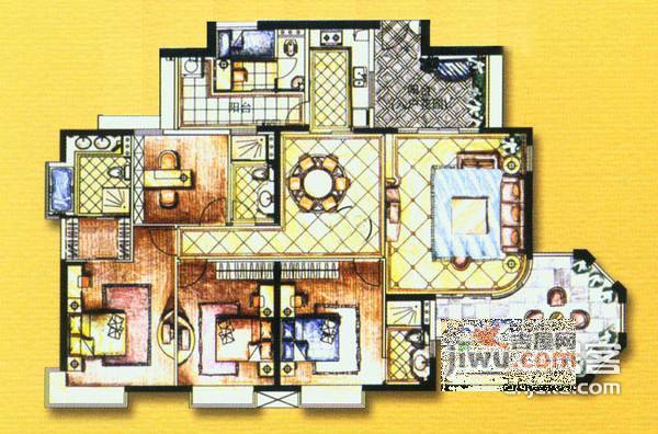 富力天河华庭5室2厅3卫187㎡户型图