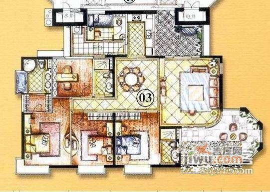 富力天河华庭5室2厅2卫193㎡户型图