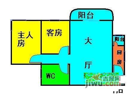 富力阳光美居2室1厅1卫63㎡户型图