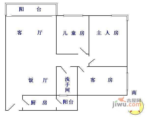 富力阳光美居3室2厅1卫110㎡户型图