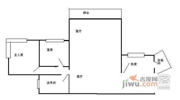 富力阳光美居2室1厅1卫63㎡户型图