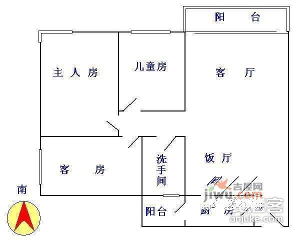 富力阳光美居3室2厅1卫110㎡户型图