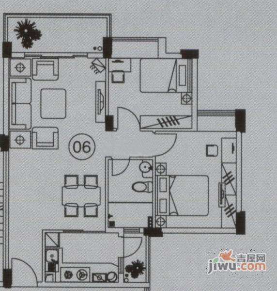 学府南苑2室2厅1卫83㎡户型图