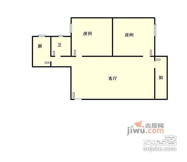 侨乐新村2室2厅1卫82㎡户型图