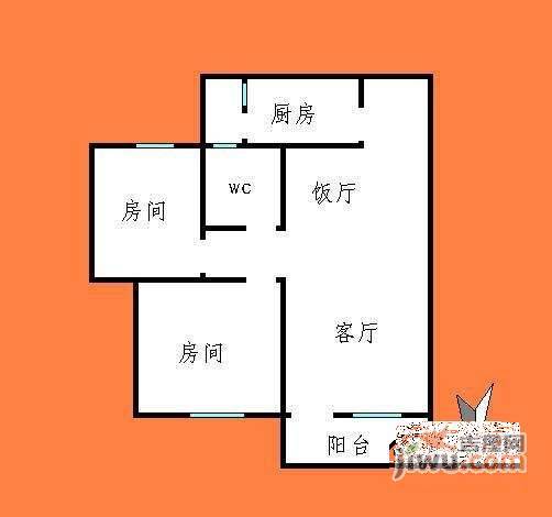 侨乐新村2室2厅1卫82㎡户型图