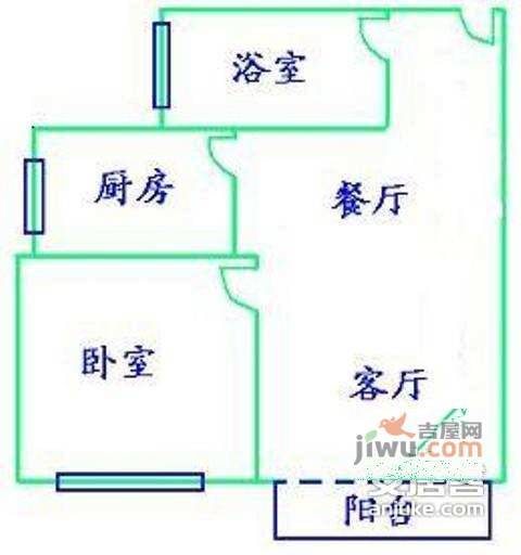 加怡花园1室1厅1卫户型图