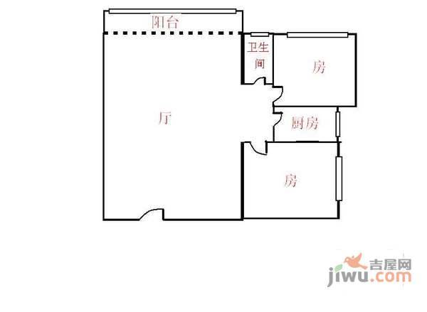 加怡花园2室1厅1卫59㎡户型图