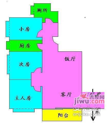 加怡花园3室1厅1卫81㎡户型图