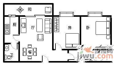 富域尚品居2室2厅1卫70㎡户型图