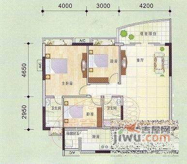 愉景雅苑3室1厅1卫110㎡户型图