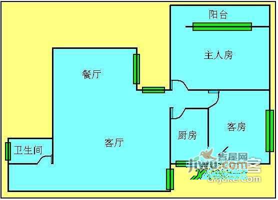 愉景雅苑2室1厅1卫75㎡户型图