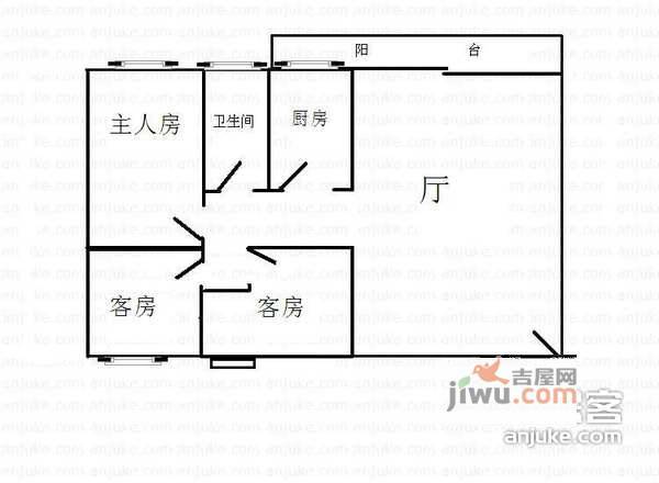 愉景雅苑3室1厅1卫110㎡户型图