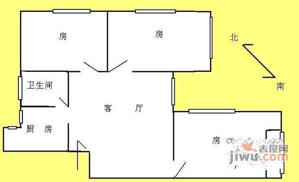 桥东小区3室1厅1卫89㎡户型图