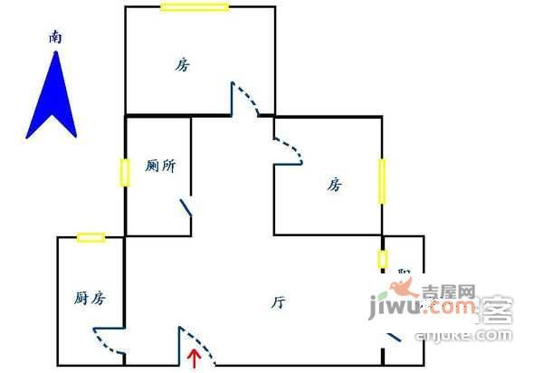 桥东小区3室1厅1卫89㎡户型图