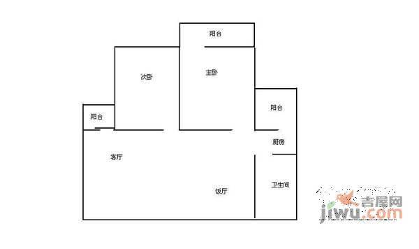 保利红棉花园2室2厅1卫74㎡户型图