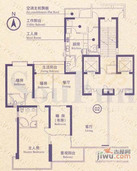 誉峰4室2厅2卫户型图