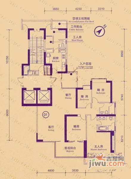 誉峰4室2厅2卫户型图