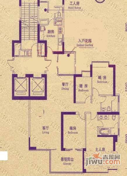 誉峰4室2厅3卫253㎡户型图