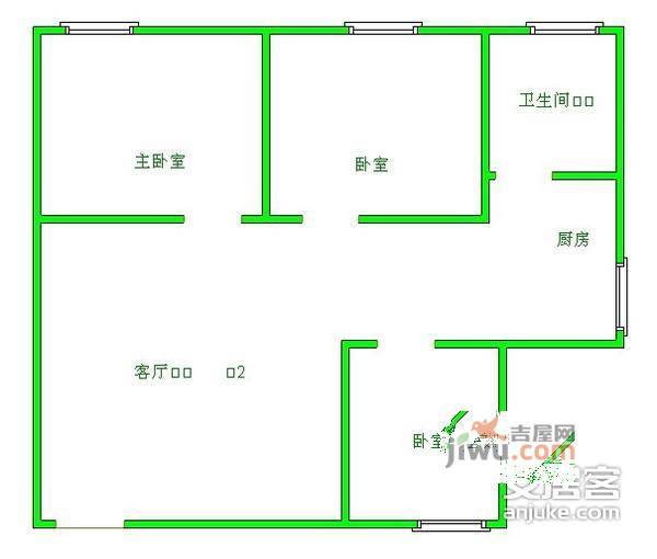 美心花园2室2厅1卫52㎡户型图