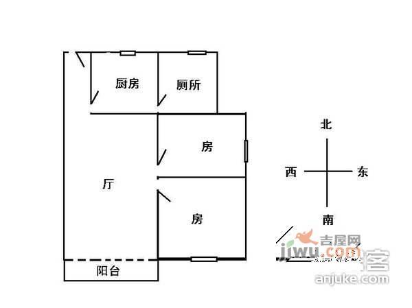 康乃磬苑2室2厅1卫户型图