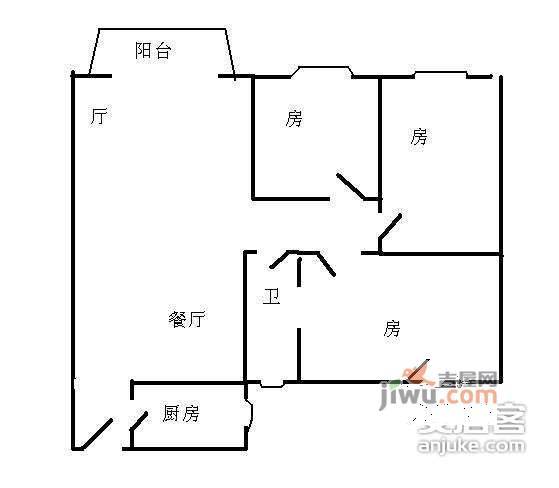 绿佳花园3室2厅1卫99㎡户型图