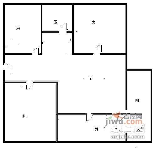 中粮万科金域蓝湾3室1厅1卫106㎡户型图