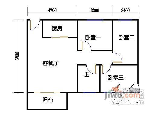 永愉花园3室2厅2卫户型图