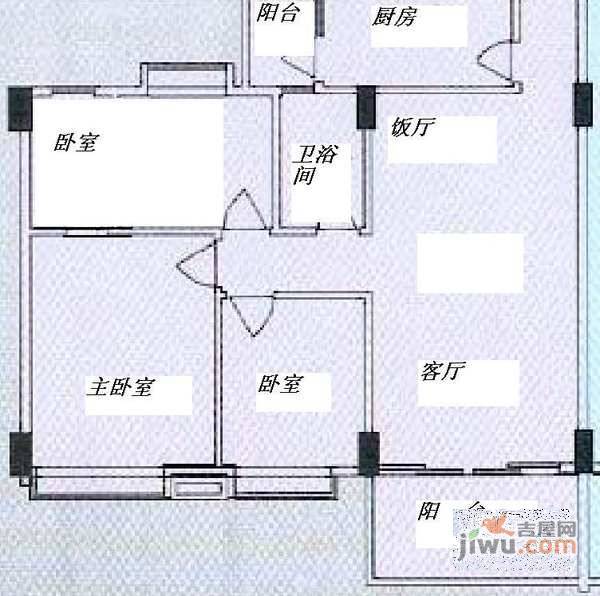 永愉花园3室2厅1卫111㎡户型图