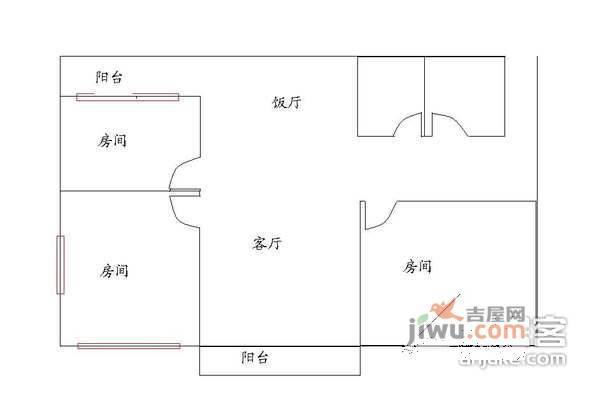 金麓山庄2室2厅1卫77㎡户型图