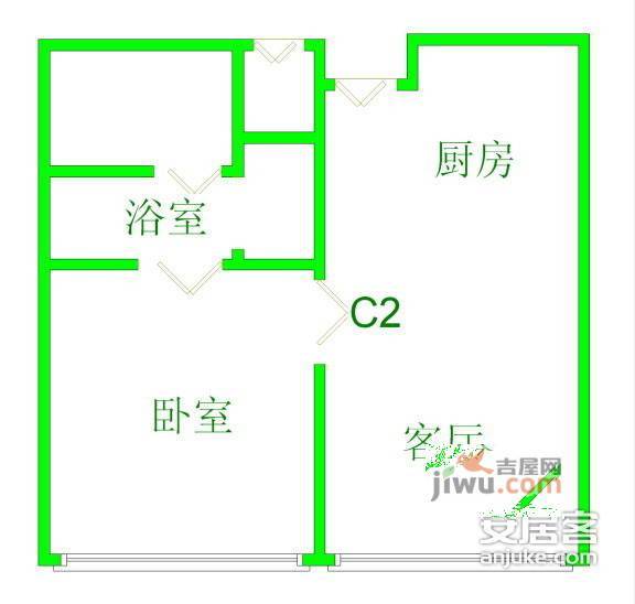 领峰1室1厅1卫87㎡户型图