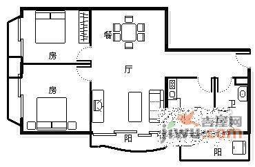 东澳广场2室2厅1卫82㎡户型图